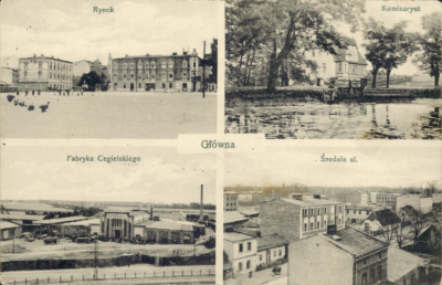 Główna. Czteroobrazkowa karta pocztowa z widokami Głównej